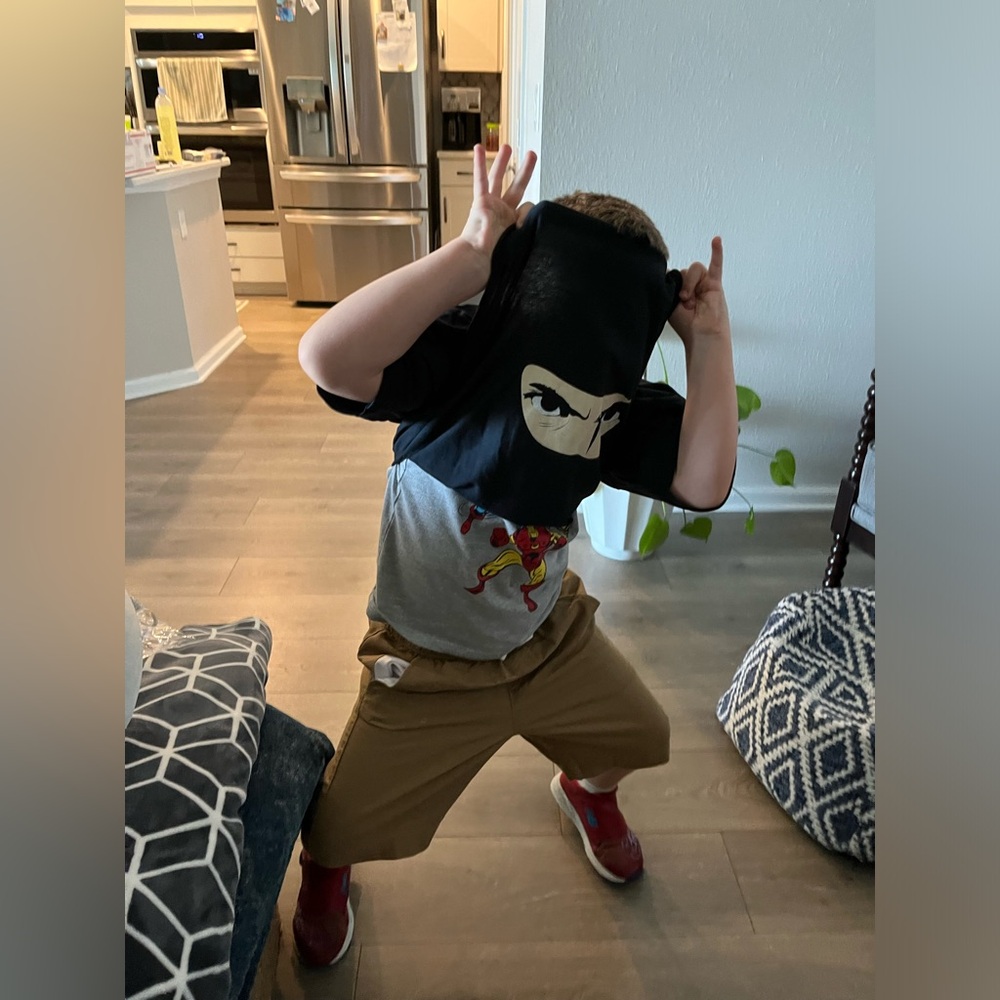 NWT Ask Me About My Ninja Disguise Kids Tshirt Size XL Black and White - Picture 2 of 3
